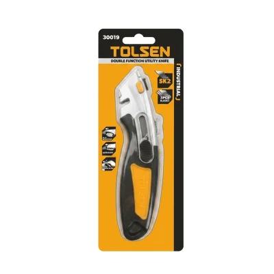 Cutter Double Fonction avec 3 lames Moustache Retractable Réf: 30019 ** TOLSEN