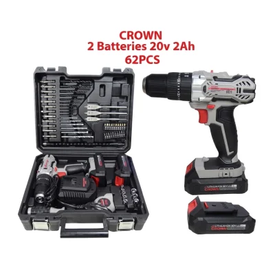 Visseuse Batterie A/Accessoire 62 PCS 20V/ 2 Ah Ref: CT 21102H-62 ** CROWN