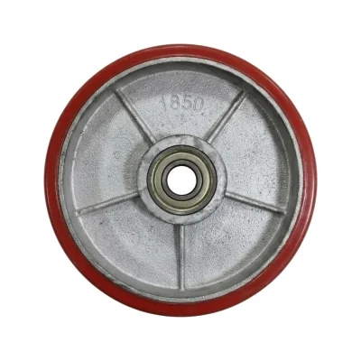 Roue transpalette (GM) 180mm arriere metalique rouge avec roulement **