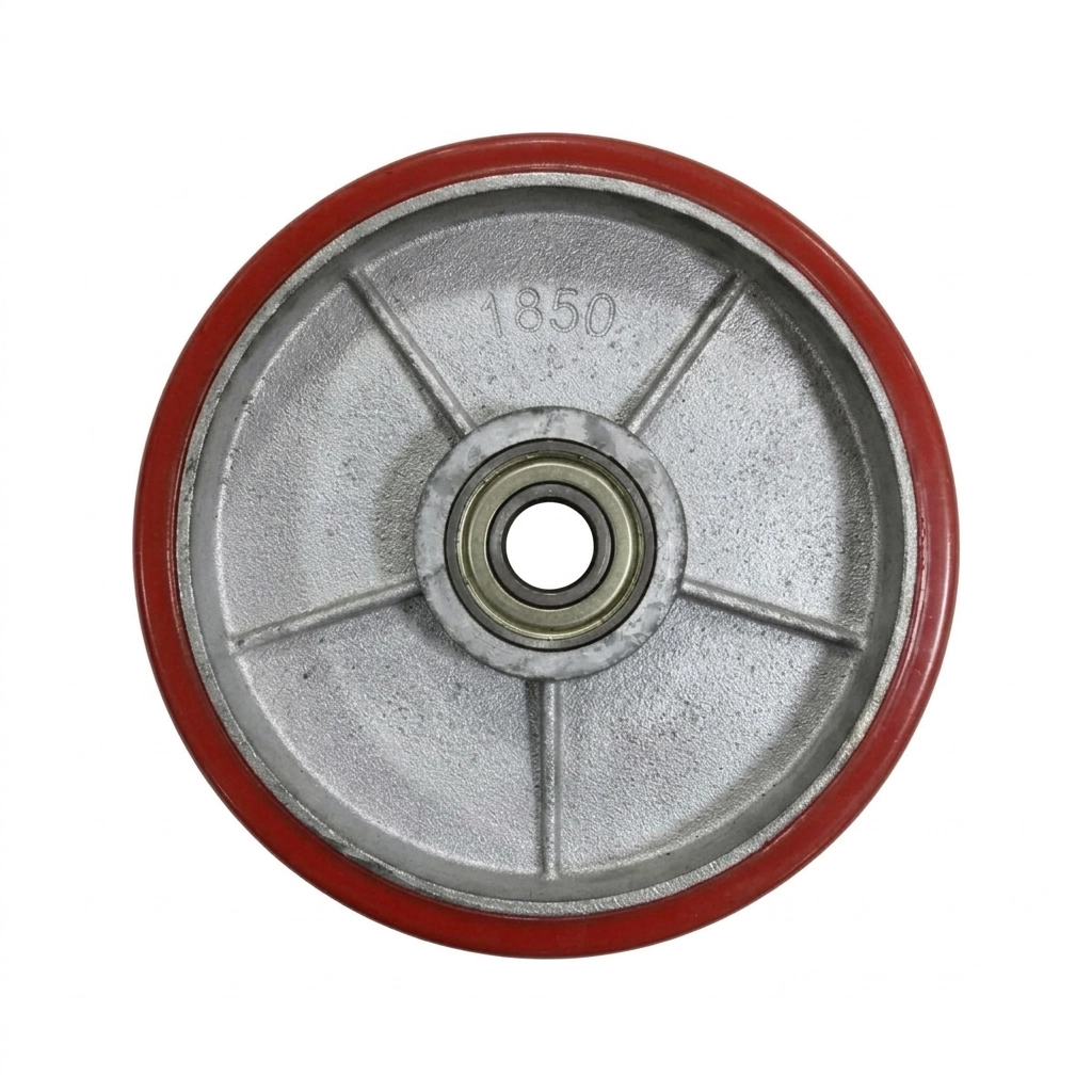 Roue transpalette (GM) 180mm arriere metalique rouge avec roulement **