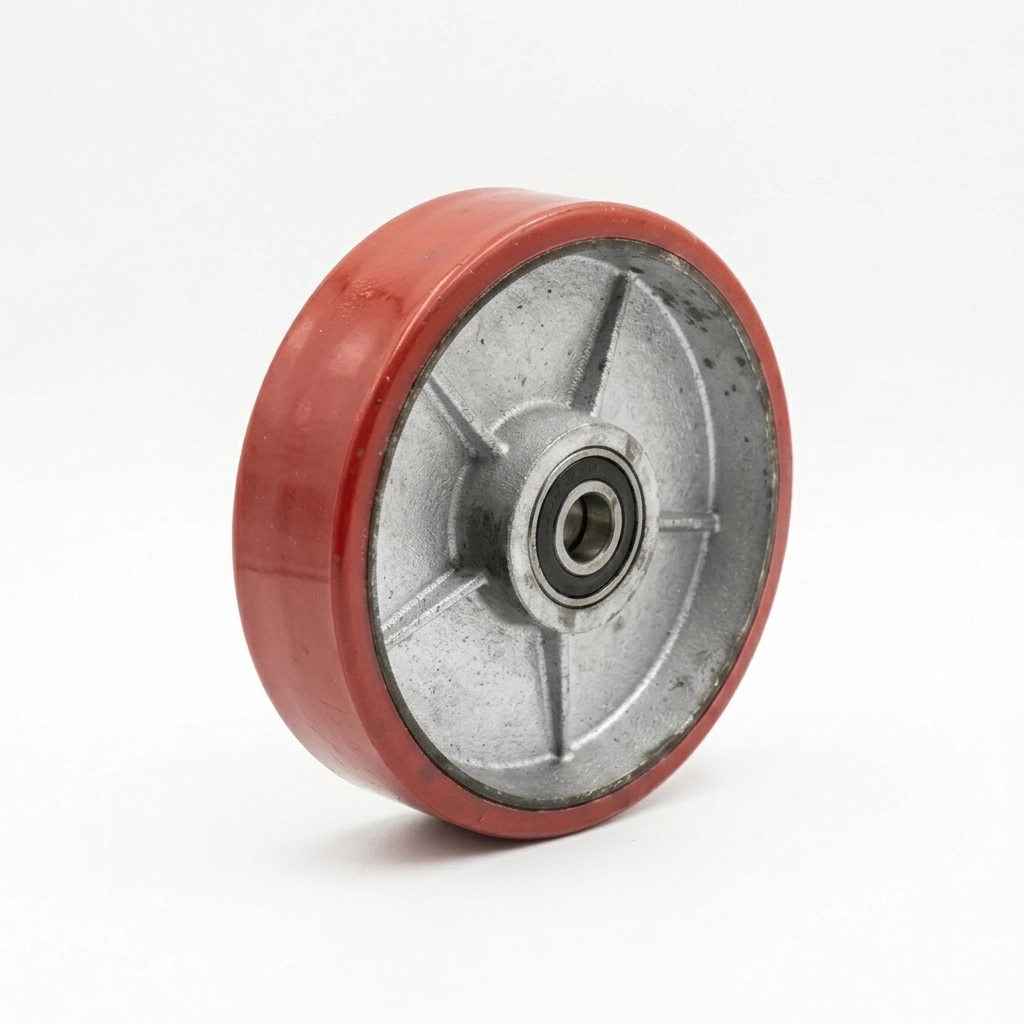 Roue transpalette (GM) 180mm arriere metalique rouge avec roulement **