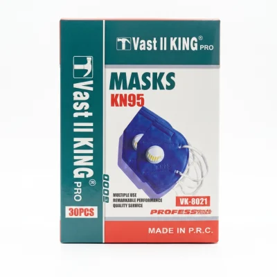 Demi-masque anti-poussiere A/valve KN95 -BLEU- ( B/30 PCS ) VK-8021 ** VAST-KING