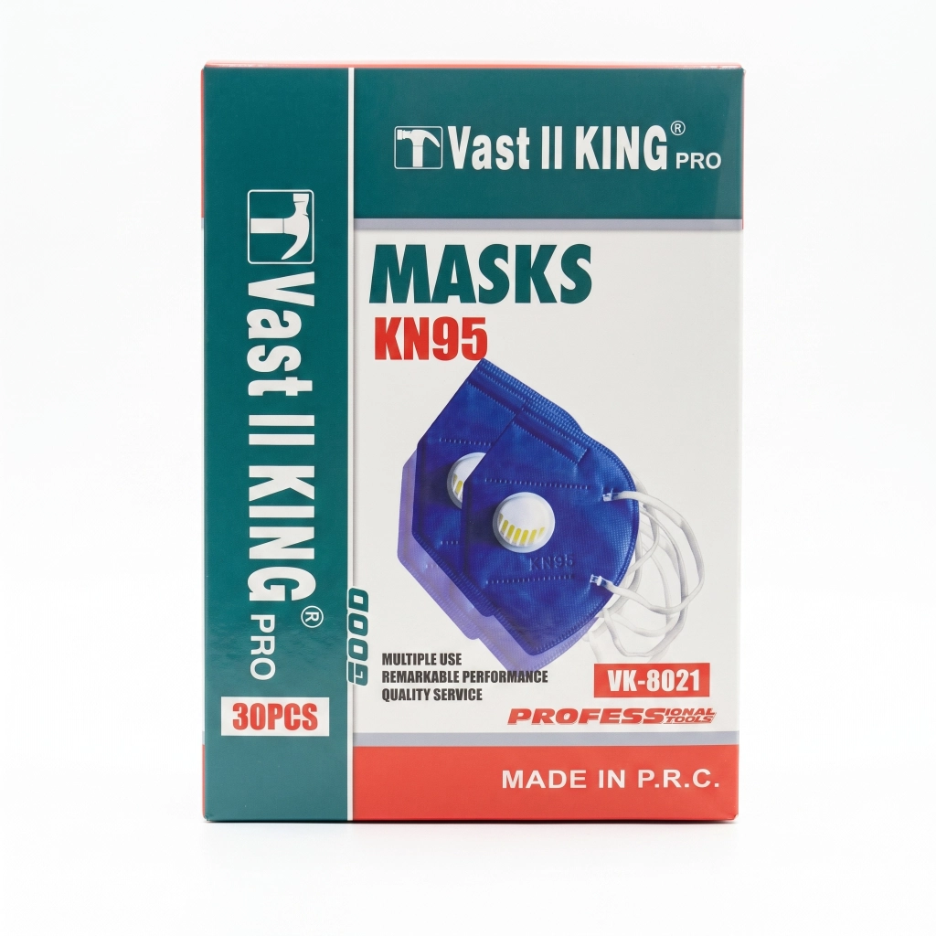 Demi-masque anti-poussiere A/valve KN95 -BLEU- ( B/30 PCS ) VK-8021 ** VAST-KING