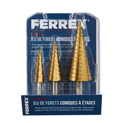 Jeu de foret etager 3 pcs Dim: (4-12/ 4-20/4-30) ** FERREX