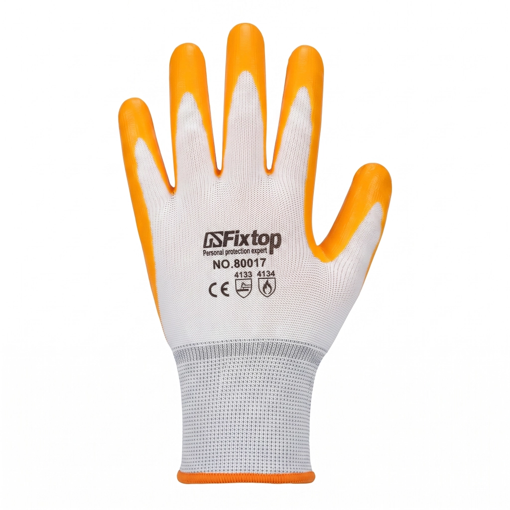 Gant tissu 3/4 Orange-Blanc ( P/12PCS) Réf: 60017 ** FIXTOP