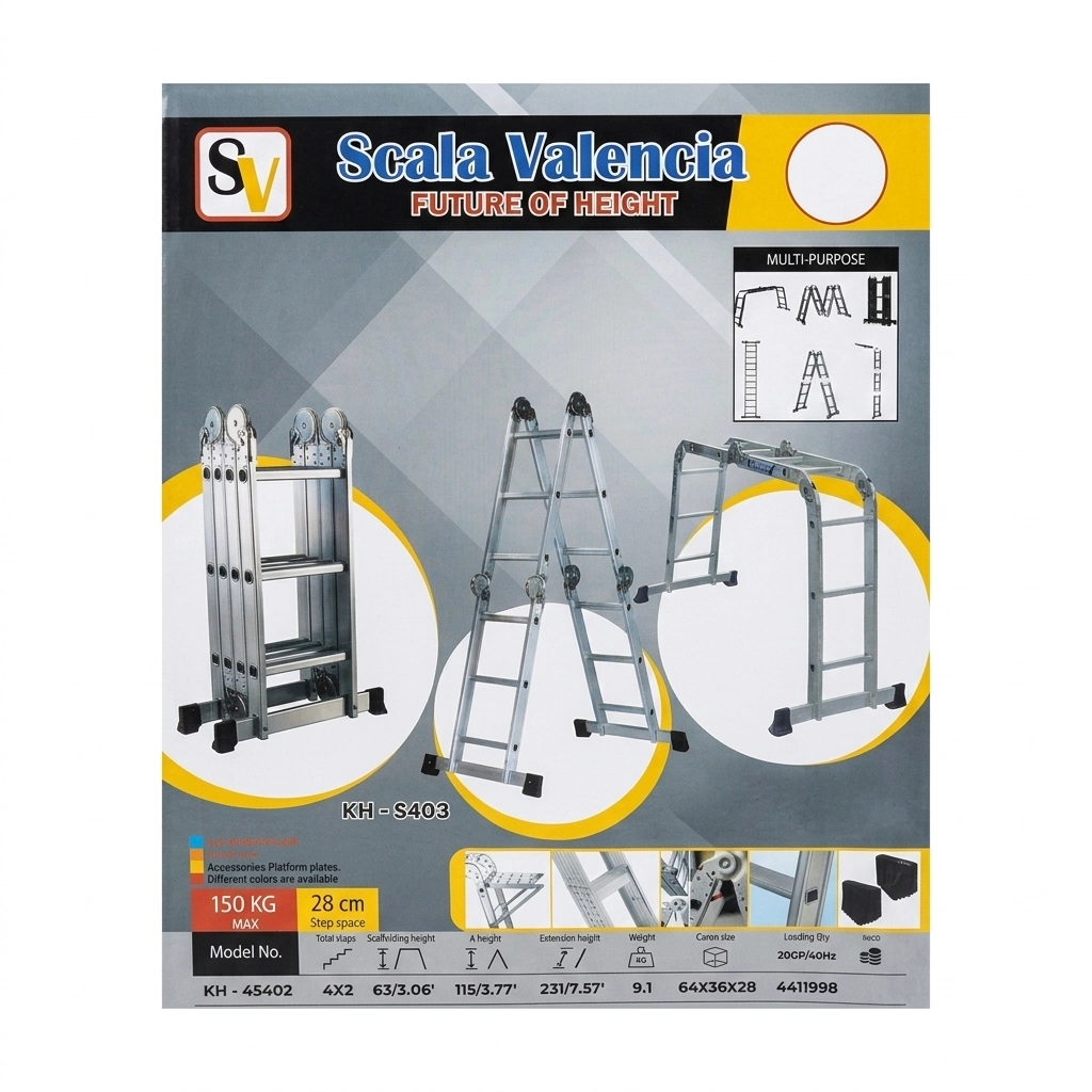 Echelle pliante 4 x 3 marches aluminium ** SCALA