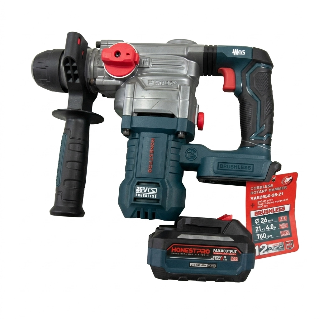 Marteau perforateur a batterie (Brushless) 26mm / 21V/ 4Ah (1 batterie) Réf: YAE 2650 ** HONEST PLUS