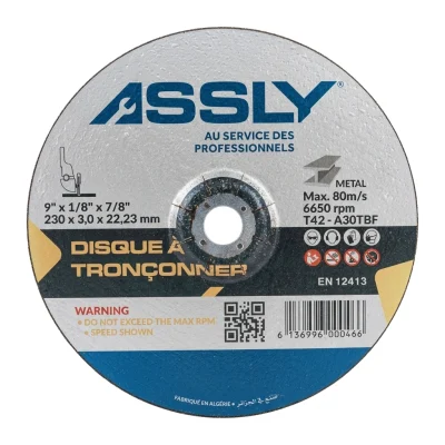 Disque à couper acier 230 x 3 ( B/50 pcs )( C/100 Pcs ) ** ASSLY