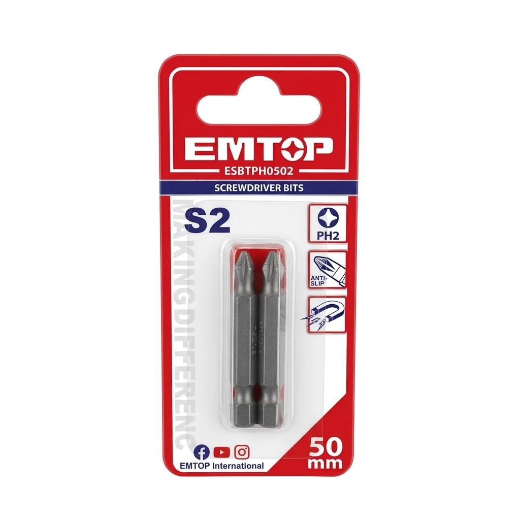 Jeu d'embout (2pcs) PH2 X 50mm Réf: ESBTPH0502 ** EMTOP