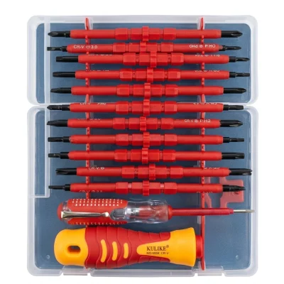 Jeu de tournevis elect. isolant avec Testeur 12 PCS S/Boite Transp. Réf:6004 ** KULIKE