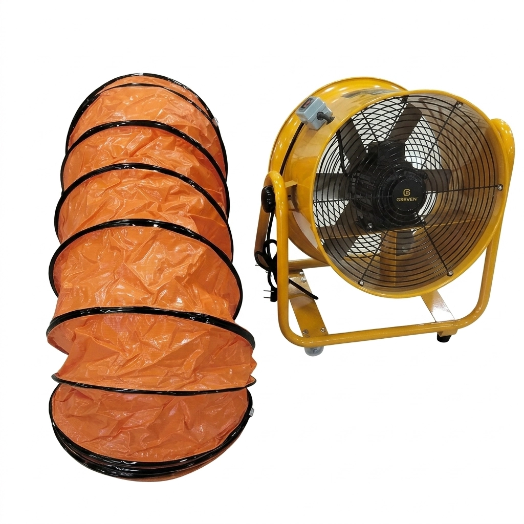 Extracteur air rond 14'' 350 mm jaune avec flexible ** GSEVEN