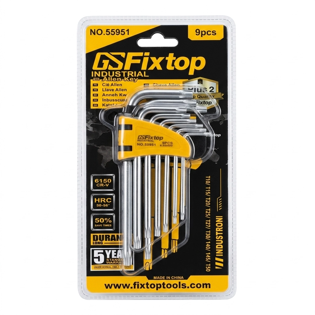 Jeu de cles dents de souris MM ( Torx ) 09 pcs Réf: 55951 ** FIXTOP