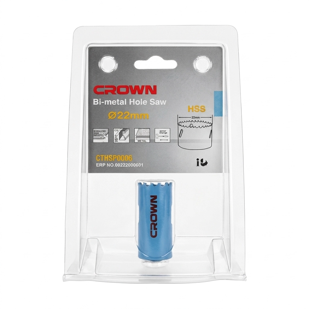 Trepan HSS Bi-Metal 022mm Réf: CTHSP0006 ** CROWN