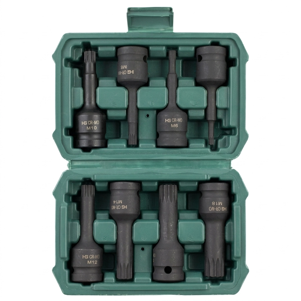 Caisse a douille torx 1/2" - 8 PCS ( M5 a M18 ) Ref: 5458-1 ** HAOGONG TOOLS