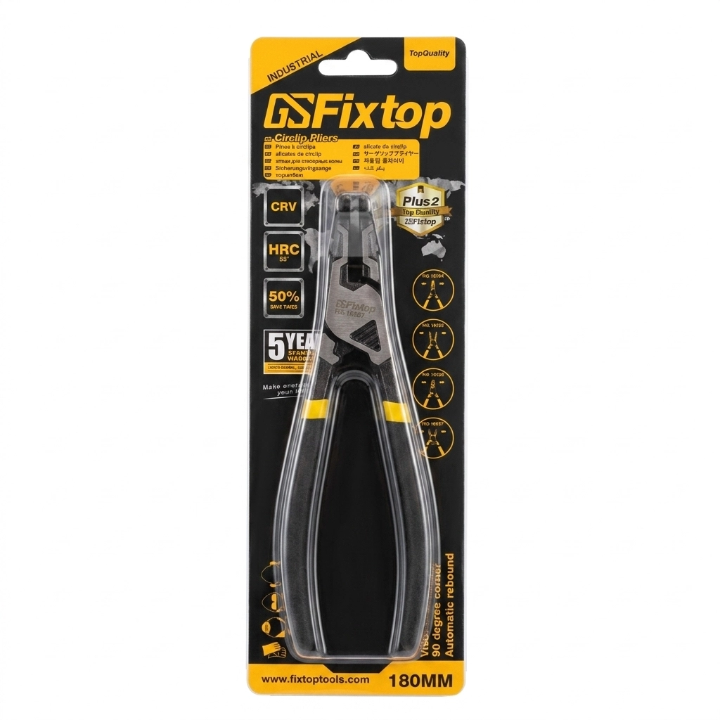 Pince circlips coudee Fermant 180mm Réf: 10507 ** FIXTOP