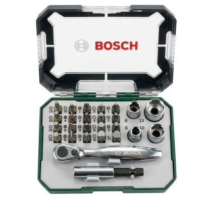 Jeu d'embout + Douille et Cliquet 26 pcs Réf: 607 017 322 ** BOSCH