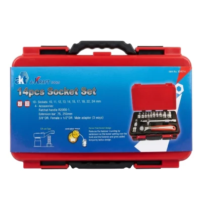 Jeu de douilles chrome 1/2" = 6 Pans (14 pcs) 10-24mm Réf: 934014 ** KRAFT TOOLS