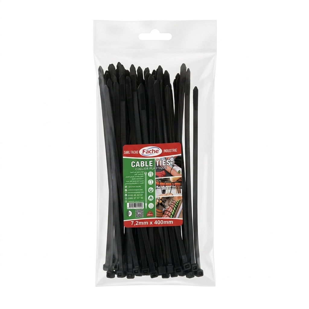 Collier Colson Plast NOIR N° 7.6 x 400 ./.7.2X400 ** FACHE