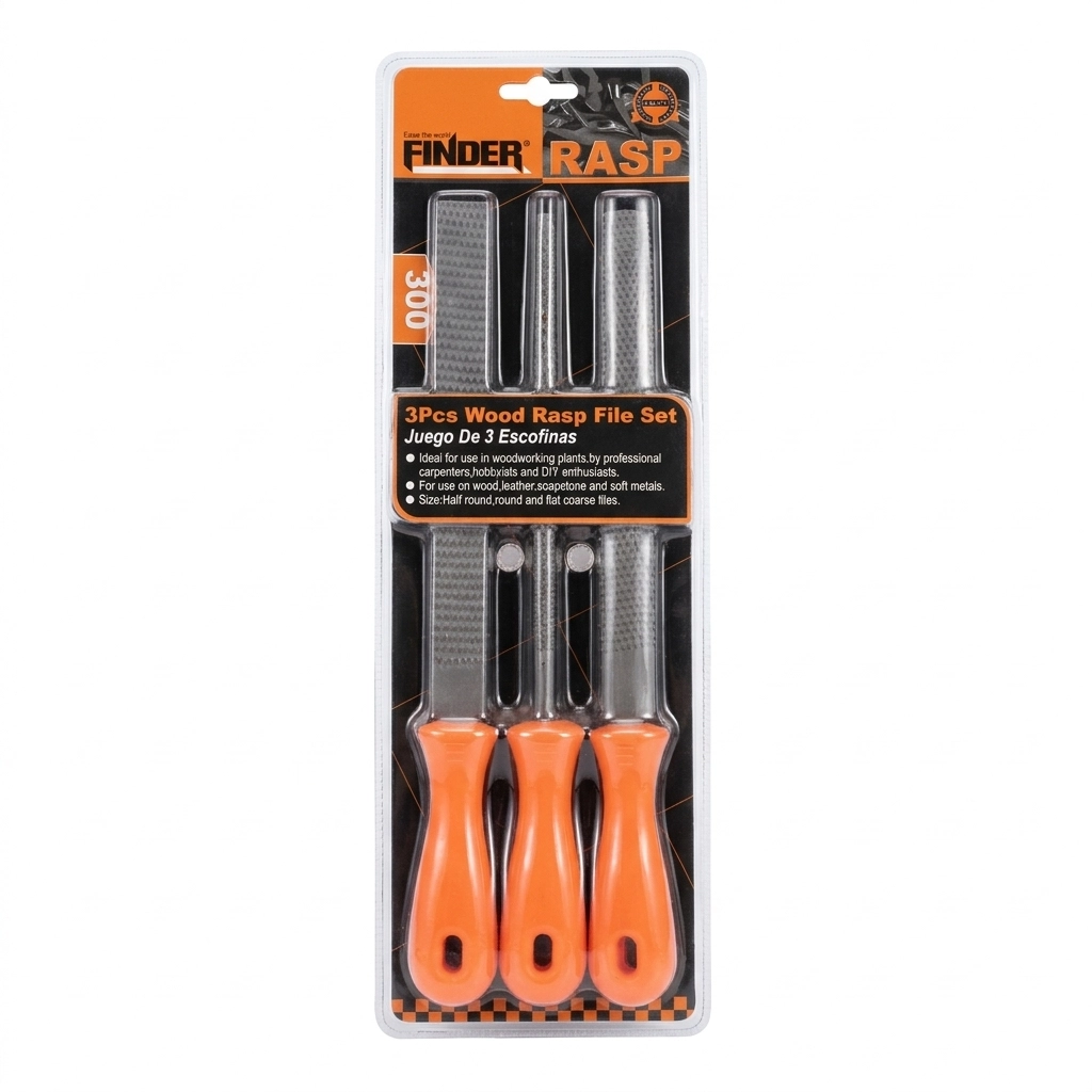 Jeu de rapes à bois 3 pcs 8" 200mm Réf: ** FINDER